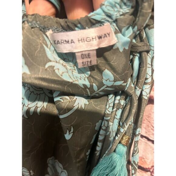 karma highway blue floral ruffled sleeveless short dress women's one size - Picture 2 of 6